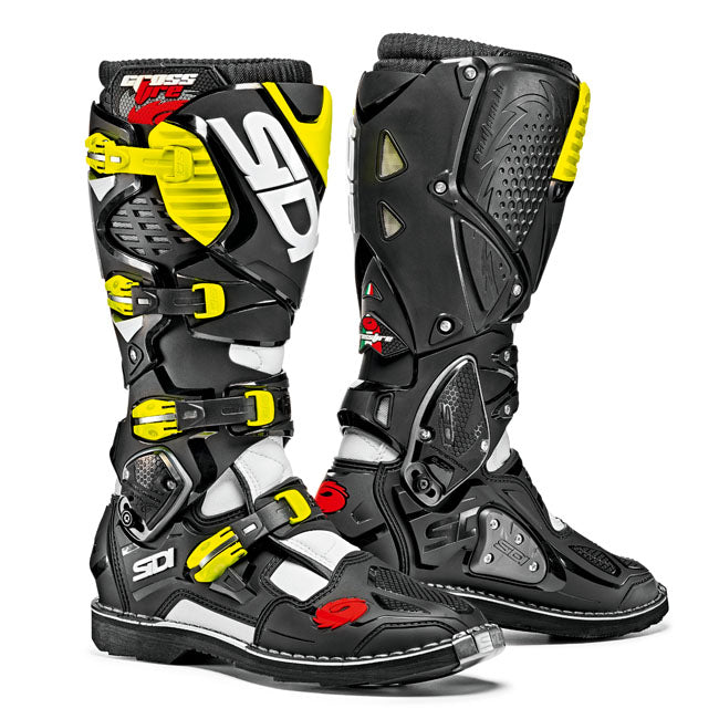 Sidi Crossfire 3 Motorcycle Boots - White/Black/Fluro Yellow/44