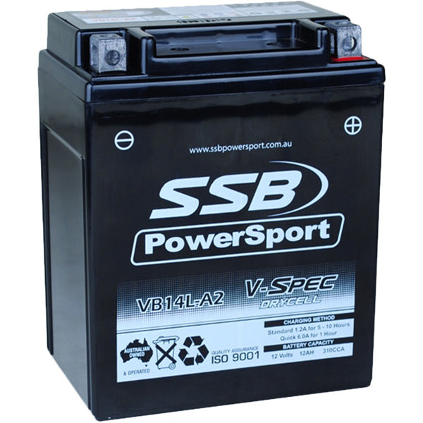 SSB Powersport V-Spec High Performance Agm 12V Battery 10 (12N14-3A, 12N14-3B, CB14L-A1, CB14L-A2, CB14L-B2, GB14L-A2, YT14AL-S, YTX14AHL-BS, 4.96kg)