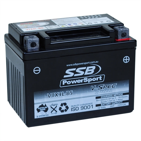 SSB Powersport V-Spec High Performance Agm 12V Battery 10 ((YTX4L-BS, GTX4L-BS, YTZ5-S, CB4L-A, CB4L-B, GB4L-B, YTX4AL-BS 1.65kg)