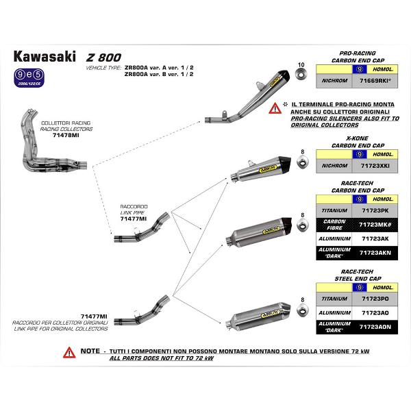 Arrow Kawasaki Z750 07-12 / Z800 13 Hom Cbn R