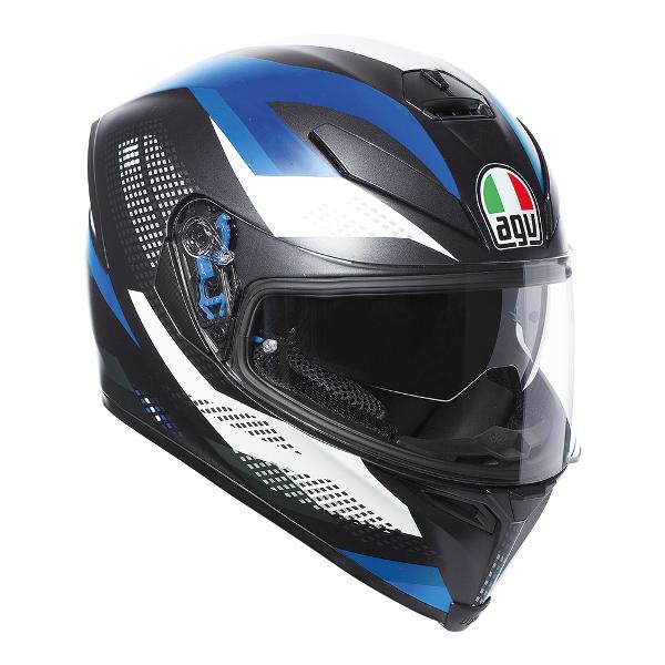 AGV K5 S Marble Motorcycle Full Face Helmet - Matte Black/White/Blue MS