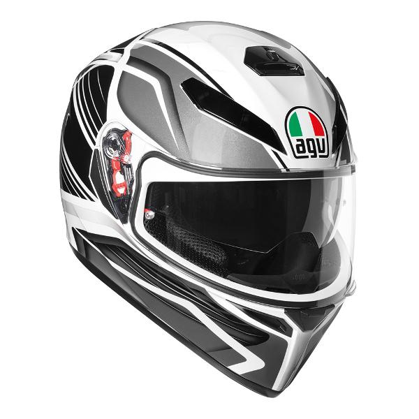 AGV K3 Silver Proton Motorcycle Full Face Helmet - Black/Silver MS