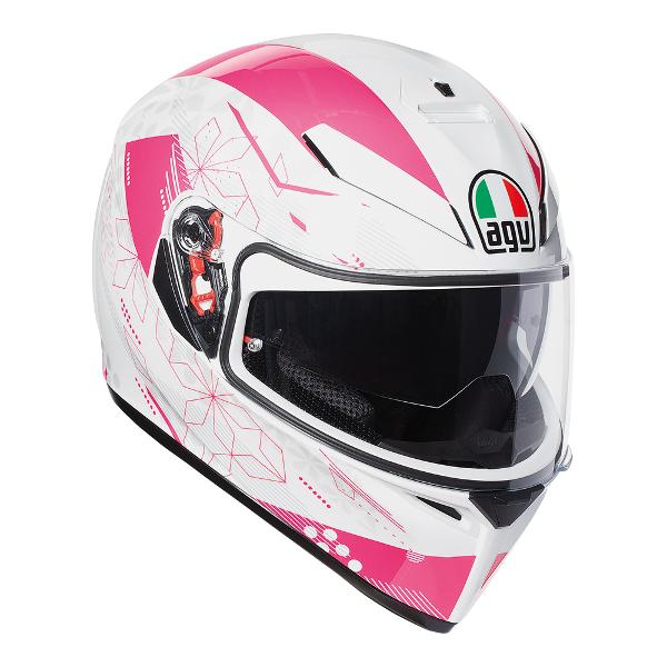 AGV K3 SV Izumi Motorcycle Full Face Helmet - White/Pink MS