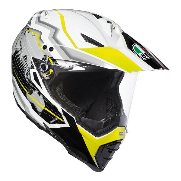 AGV AX8 Dual Evo Earth Helmet - White/Black/Yellow Fluro L
