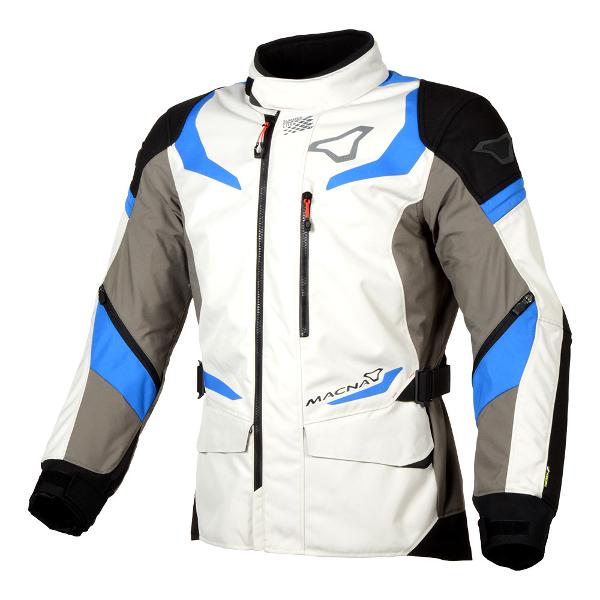 Macna Sektor Motorcycle Jacket - Ivory/Grey/Blue/ L