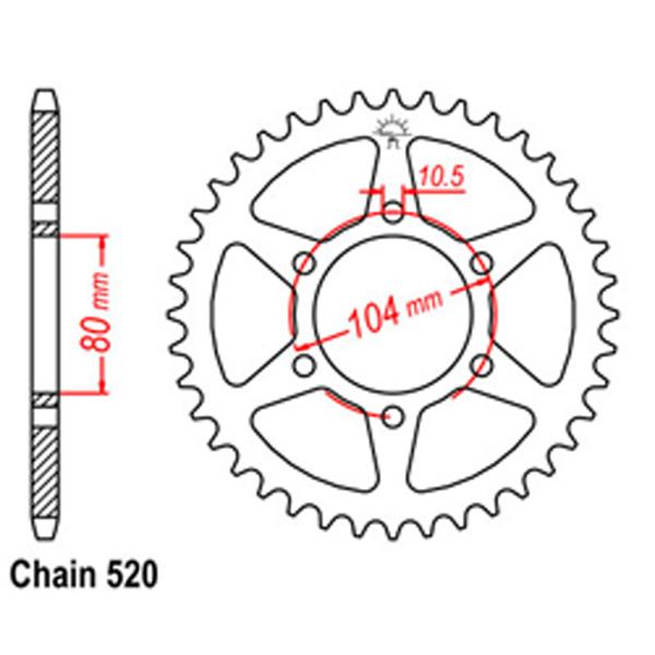 Rear Sprocket KAWASAKI 520