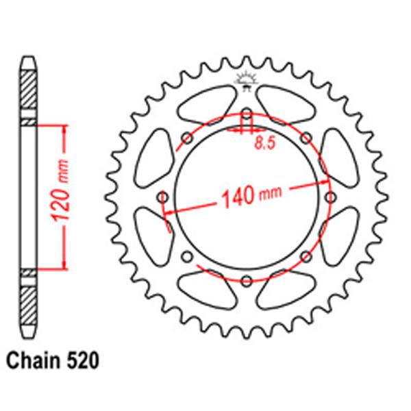 Rear Sprocket KAWASAKI 520