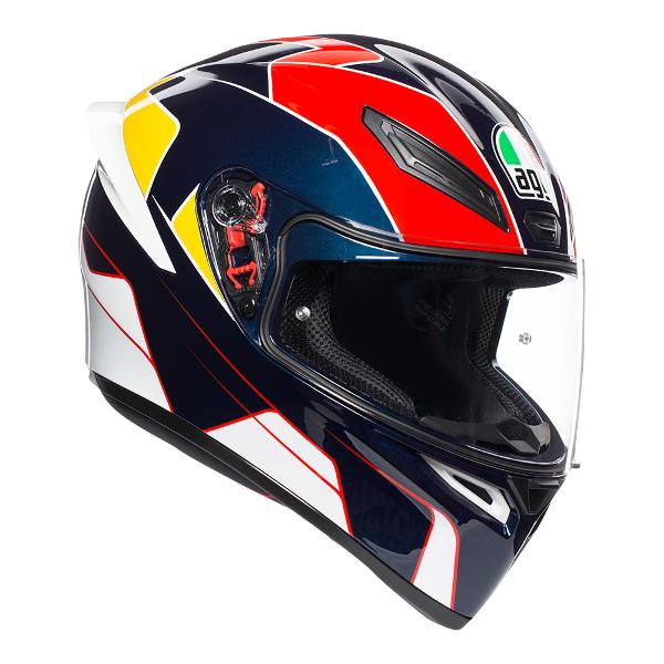 AGV K1 Pitlane Motorcycle Full Face Helmet - Blue/Red/Yellow XS