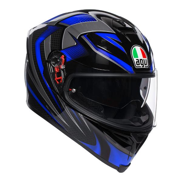 AGV K5 S Hurricane 2.0 Motorcycle Full Face Helmet - Back/Blue MS