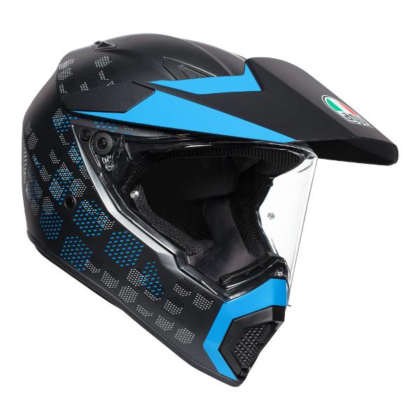 AGV AX9 Antartica Motorcycle Full Face Helmet - Matte Black/Cyan ML