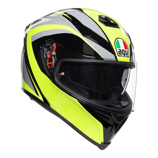 AGV K5 S Typhoon Motorcycle Full Face Helmet - Black/Grey/Yellow Fluro ML