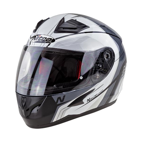 Nitro N2400 Pioneer Helmet - Black/White/Silver  XL