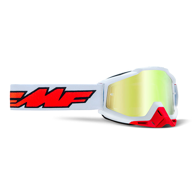 FMFVS Powerbomb Motorcycle Goggles With True Gold Lens - Rocket White