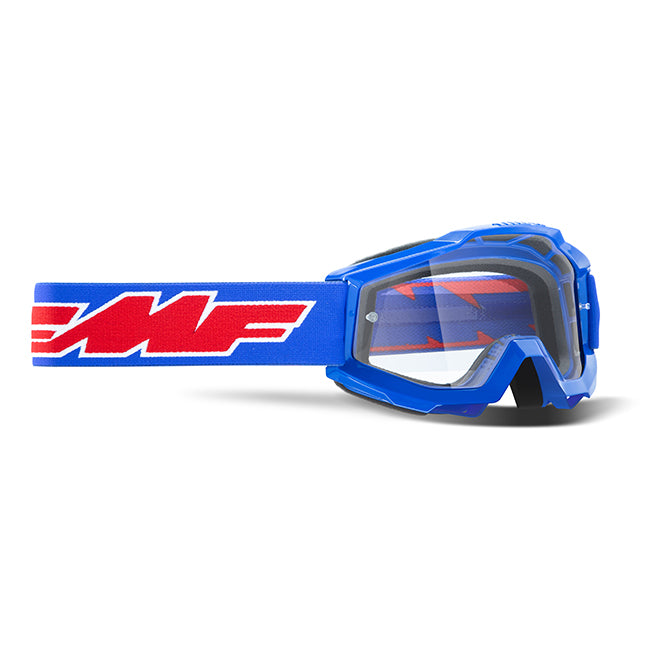 FMFVS Powerbomb Youth Motorcycle Goggles With Clear Lens - Rocket Blue