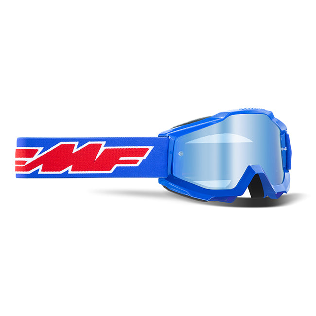 FMFVS Powerbomb Youth Motorcycle Goggles With Mirror Blue Lens - Rocket Blue