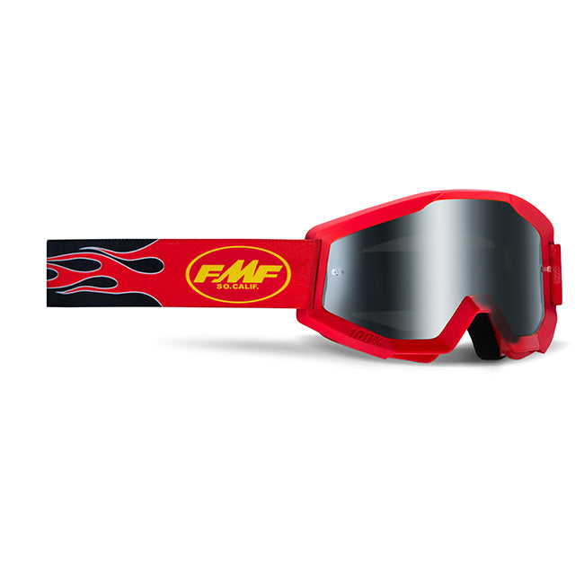 FMFVS Powercore Motorcycle Youth Goggles With Smoke Lens - Flame Red
