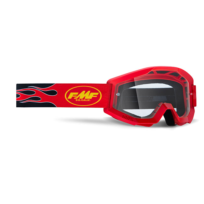 FMFVS Powercore Motorcycle Youth Goggles With Clear Lens - Flame Red