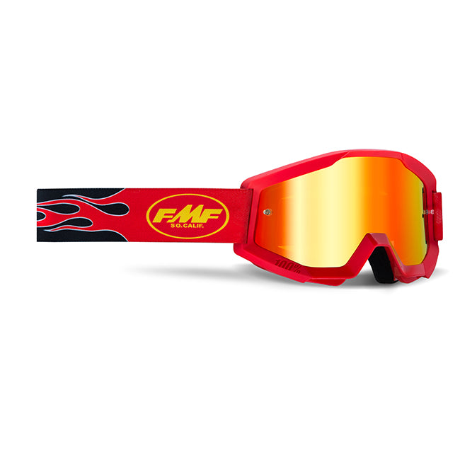 FMFVS Powercore Motorcycle Youth Goggles With Mirror Red Lens - Flame Red