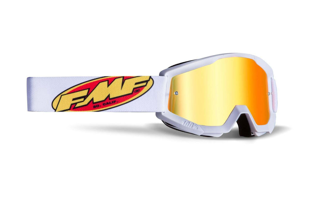 FMFVS Powerbomb Mirror Red Lens Motorcycle Goggles - Core White