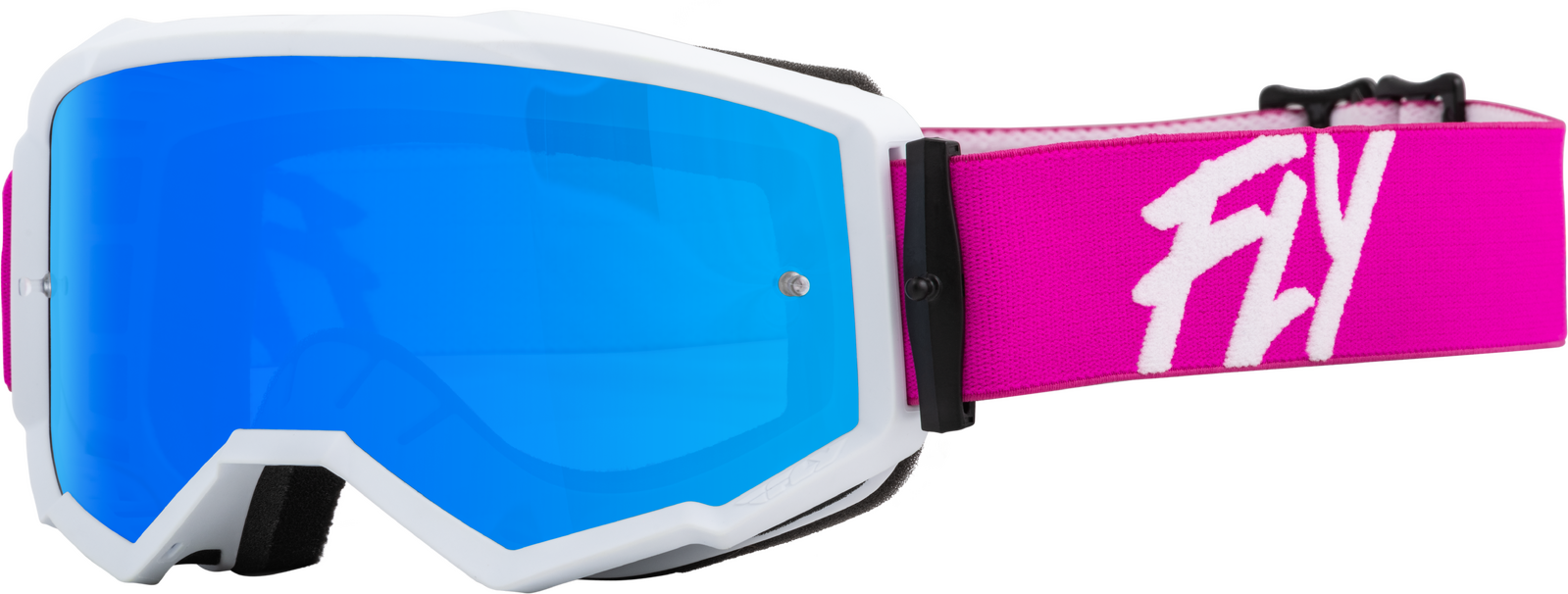 Fly Zone Sky Blue Mirror/Smoke Lens Goggles - Pink/White