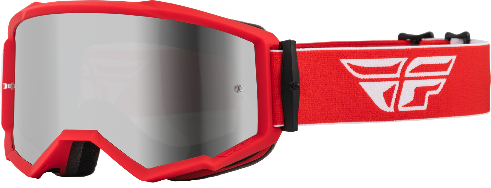Fly Zone Silver Mirror/Smoke Lens Goggles - Red/White