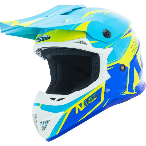 Nitro MX620 Podium Helmet - Yellow/Blue/Light Blue XXL