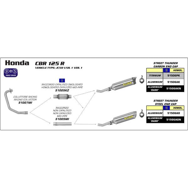 Arrow Honda Cbr 125 R 11-13 Hom Aluminium Street