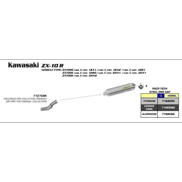 Arrow Kawasaki Zx-10R 04-05 Ss Low Mount Mid-