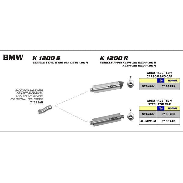 Arrow BMW K1200S/R 05-06 Ss Low Mount Mi