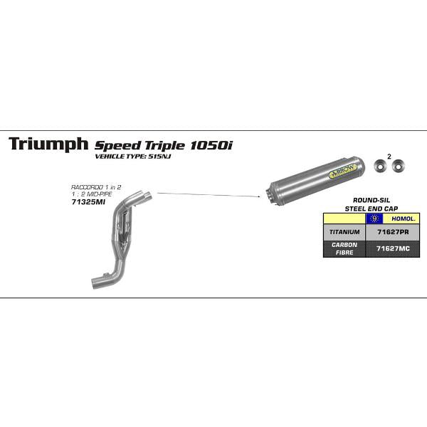 Arrow Triumph Speed Triumphple 05-06 Ss Mid-Pipe