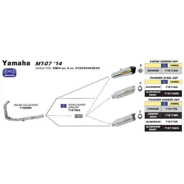Arrow Yamaha Mt-07 14 Ss 2:1 Cltrs
