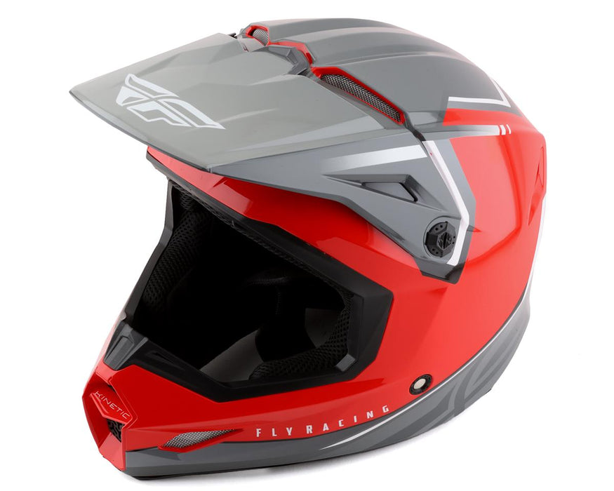 Fly Racing Kinetic Vision Motorcycle Helmet - Red Grey/XL