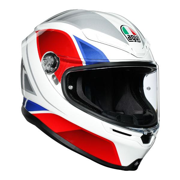 AGV K6 Hyphen Motorcycle Full Face Helmet - White/Red/Blue ML