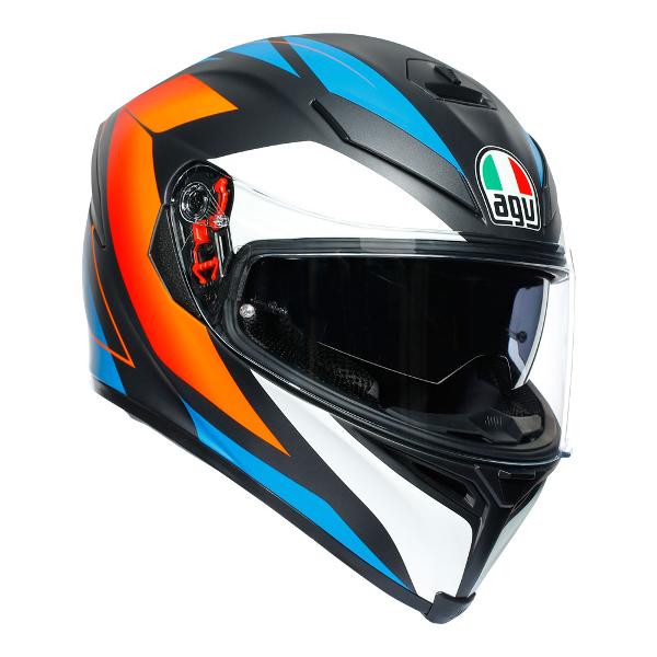 AGV K5 S Core Motorcycle Full Face Helmet - Black/Blue/Orange ML