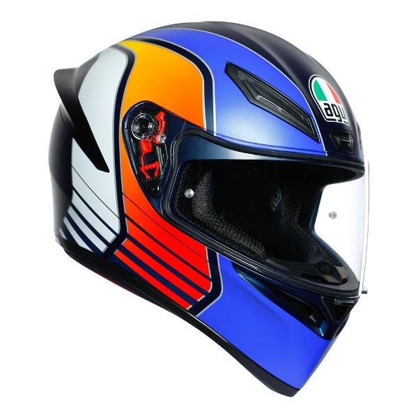 AGV K1 Power Motorcycle Full Face Helmet - Matte Blue/Orange/White MS