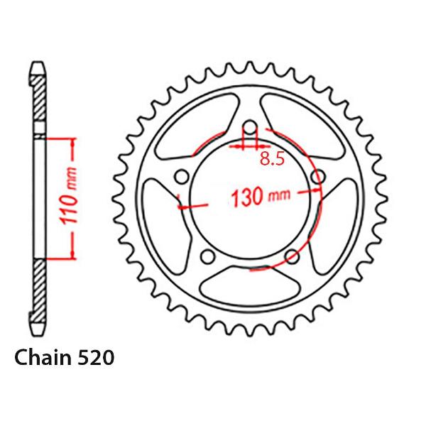 Rear Sprocket HONDA 520