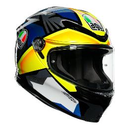 AGV K6 Joan Motorcycle Full Face Helmet - Black/Blue/Yellow MS