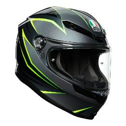 AGV K6 Flash Motorcycle Full Face Helmet - Grey/Black/Lime ML