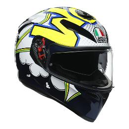 AGV K3 SV Bubble Motorcycle Full Face Helmet - Blue/White/Fluro Yw S