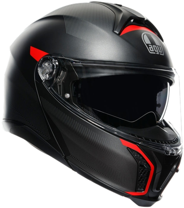 AGV Tourmodular Freq Motorcycle Helmet - Matte Gunmetal/Red/Large