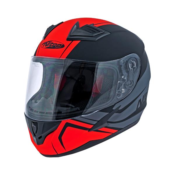 Nitro N2300 Junior Helmet - Satin Black/Gun/Red XL