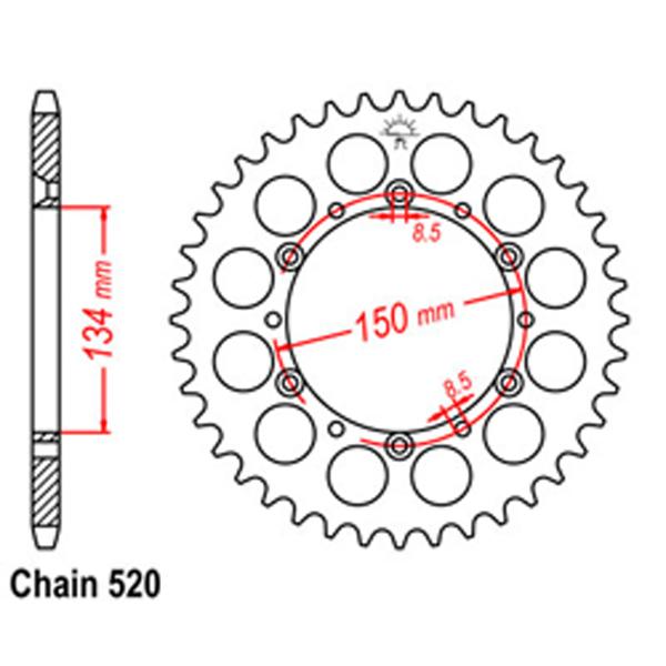 Rear Sprocket KAWASAKI 520