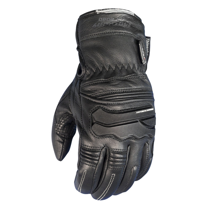 Motodry Thredbo Waterproof Leather Motorcycle Winter Gloves - Black/ S