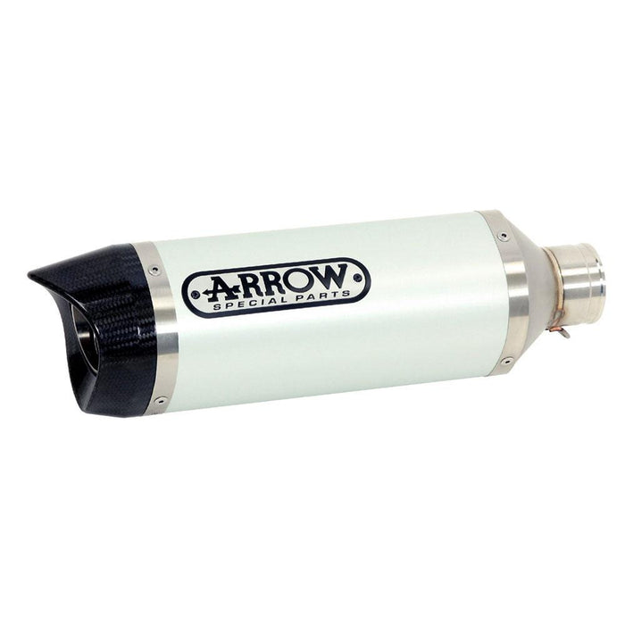 Arrow Street Thunder Aluminium Silencer - Silver With Carbon End Cap