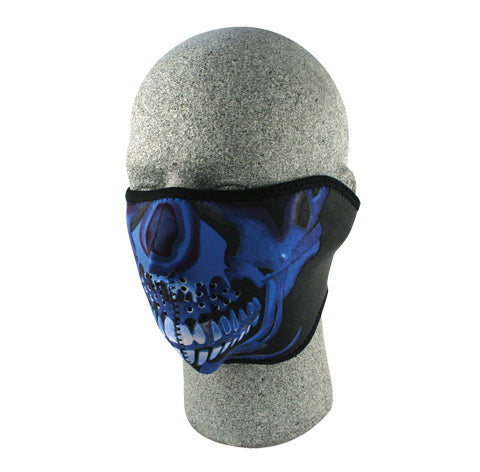 Zanheadgear Half Face Skull Neoprene Mask - Blue Chrome