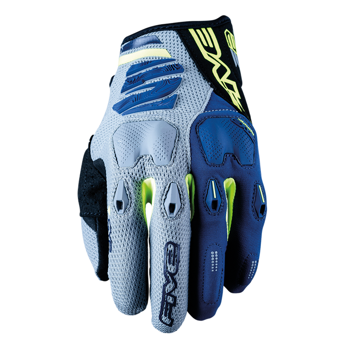 Five E-2 Enduro Off Road Motocross Gloves - Grey/Fluro 8/S