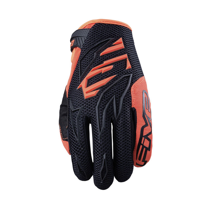 Five MXF-3 Kids Motorcycle Gloves - Black/Fluro Orange 6/XL