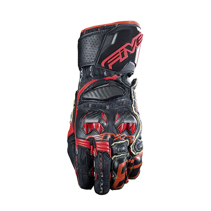 Five RFX Race Motorcycle Gloves - Black/Red 9/M