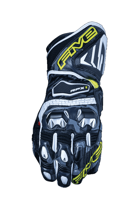 Five RFX1 Replica Motorcycle Gloves - Fluro Yellow 9/M