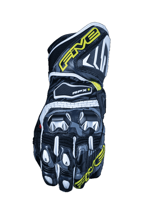 Five RFX1 Replica Motorcycle Gloves - Fluro Yellow 10/L